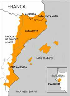 Mapa del domini lingüístic del català